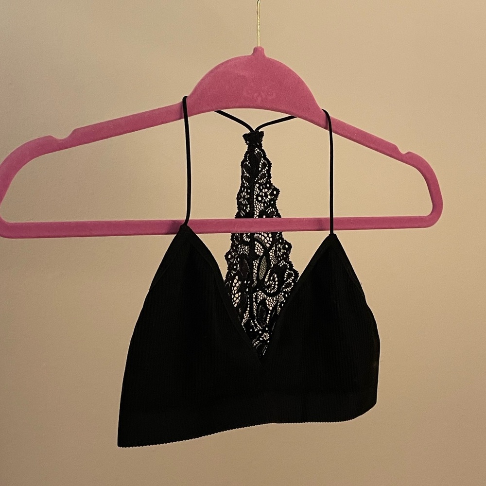 UO black ribbed bralette